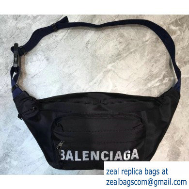 Balenciaga Wheel Logo Nylon Belt Pack Bag Black/White - Click Image to Close