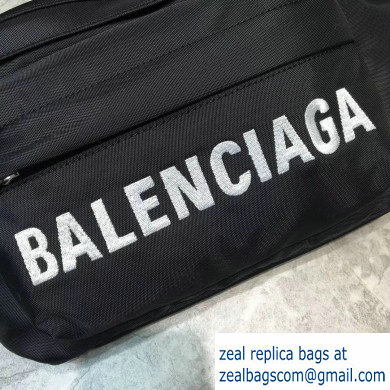 Balenciaga Wheel Logo Nylon Belt Pack Bag Black/White - Click Image to Close