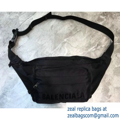 Balenciaga Wheel Logo Nylon Belt Pack Bag Black