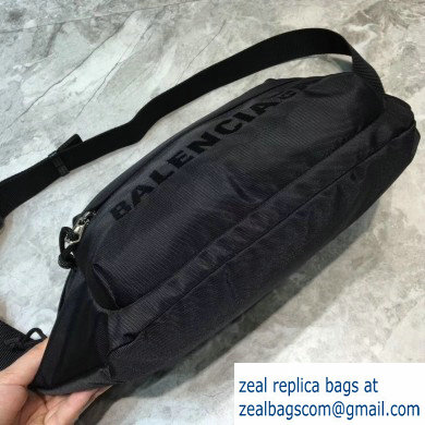 Balenciaga Wheel Logo Nylon Belt Pack Bag Black - Click Image to Close