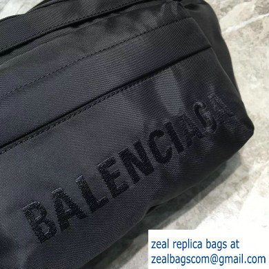 Balenciaga Wheel Logo Nylon Belt Pack Bag Black - Click Image to Close