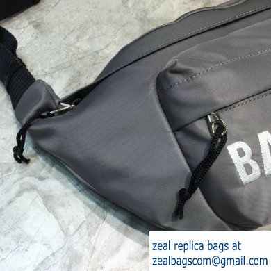 Balenciaga Wheel Logo Nylon Belt Pack Bag Gray