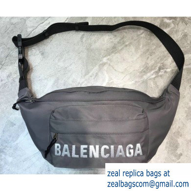 Balenciaga Wheel Logo Nylon Belt Pack Bag Gray