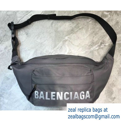 Balenciaga Wheel Logo Nylon Belt Pack Bag Gray - Click Image to Close