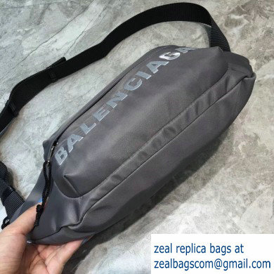 Balenciaga Wheel Logo Nylon Belt Pack Bag Gray
