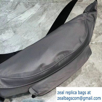 Balenciaga Wheel Logo Nylon Belt Pack Bag Gray