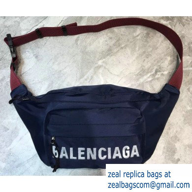 Balenciaga Wheel Logo Nylon Belt Pack Bag Navy Blue