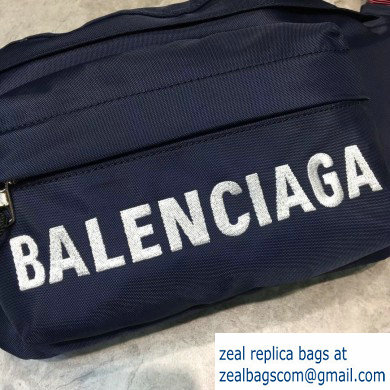 Balenciaga Wheel Logo Nylon Belt Pack Bag Navy Blue - Click Image to Close