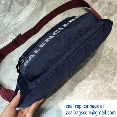 Balenciaga Wheel Logo Nylon Belt Pack Bag Navy Blue - Click Image to Close