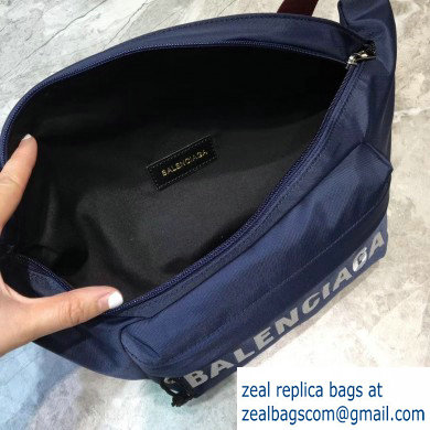 Balenciaga Wheel Logo Nylon Belt Pack Bag Navy Blue - Click Image to Close