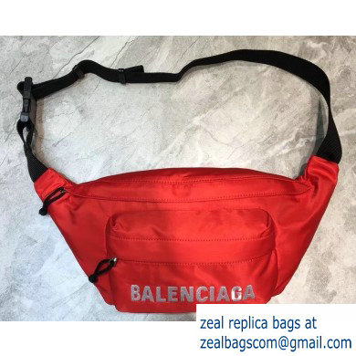 Balenciaga Wheel Logo Nylon Belt Pack Bag Red - Click Image to Close