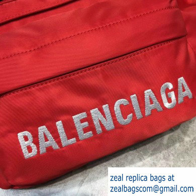 Balenciaga Wheel Logo Nylon Belt Pack Bag Red