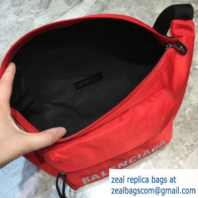 Balenciaga Wheel Logo Nylon Belt Pack Bag Red