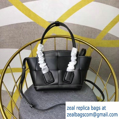 Bottega Veneta Arco 29 Top Handle Mini Bag with Maxi Weave Black 2020
