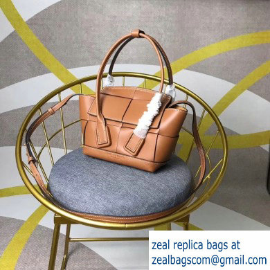 Bottega Veneta Arco 29 Top Handle Mini Bag with Maxi Weave Brown 2020