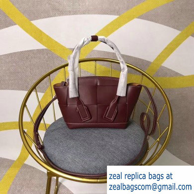 Bottega Veneta Arco 29 Top Handle Mini Bag with Maxi Weave Burgundy 2020
