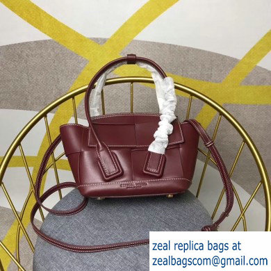 Bottega Veneta Arco 29 Top Handle Mini Bag with Maxi Weave Burgundy 2020