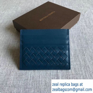 Bottega Veneta Card Case In Intrecciato Weave Blue - Click Image to Close