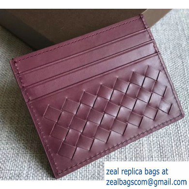 Bottega Veneta Card Case In Intrecciato Weave Burgundy - Click Image to Close