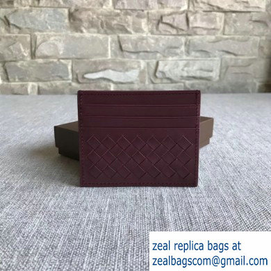 Bottega Veneta Card Case In Intrecciato Weave Burgundy - Click Image to Close