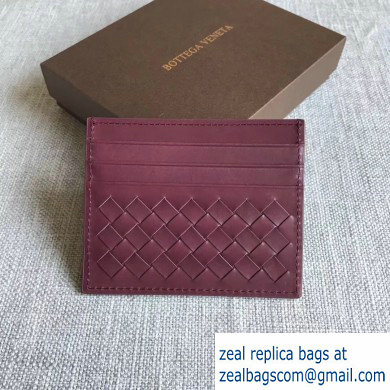 Bottega Veneta Card Case In Intrecciato Weave Burgundy - Click Image to Close