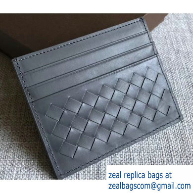 Bottega Veneta Card Case In Intrecciato Weave Gray