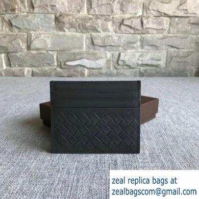 Bottega Veneta Card Case In Intrecciato Weave Gray
