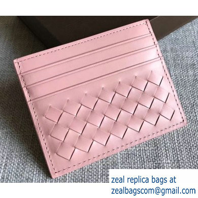 Bottega Veneta Card Case In Intrecciato Weave Pink - Click Image to Close