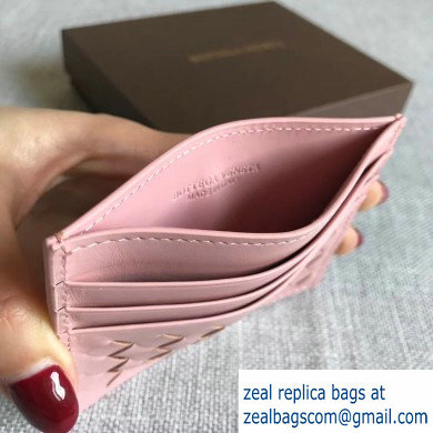 Bottega Veneta Card Case In Intrecciato Weave Pink