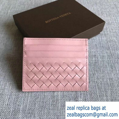 Bottega Veneta Card Case In Intrecciato Weave Pink