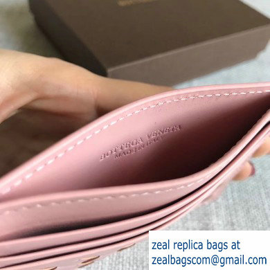 Bottega Veneta Card Case In Intrecciato Weave Pink