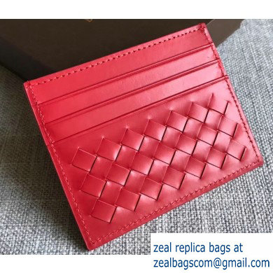 Bottega Veneta Card Case In Intrecciato Weave Red - Click Image to Close