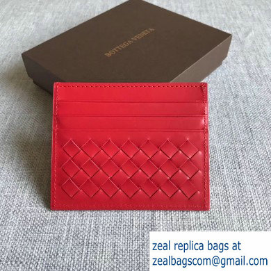 Bottega Veneta Card Case In Intrecciato Weave Red - Click Image to Close