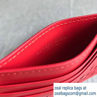 Bottega Veneta Card Case In Intrecciato Weave Red - Click Image to Close