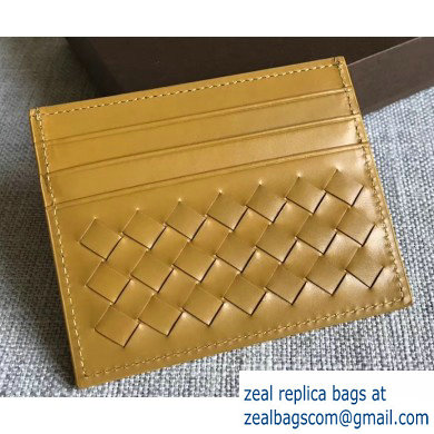 Bottega Veneta Card Case In Intrecciato Weave Yellow - Click Image to Close