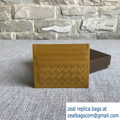 Bottega Veneta Card Case In Intrecciato Weave Yellow