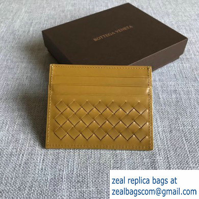 Bottega Veneta Card Case In Intrecciato Weave Yellow - Click Image to Close