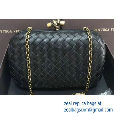 Bottega Veneta Intrecciato Bronze Chain Knot Clutch Bag Black