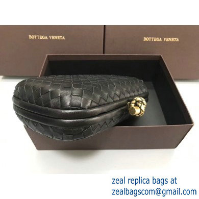 Bottega Veneta Intrecciato Bronze Chain Knot Clutch Bag Black