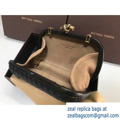 Bottega Veneta Intrecciato Bronze Chain Knot Clutch Bag Black