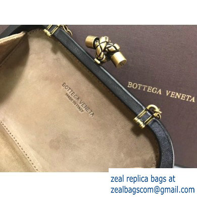 Bottega Veneta Intrecciato Bronze Chain Knot Clutch Bag Black