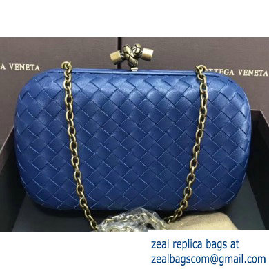 Bottega Veneta Intrecciato Bronze Chain Knot Clutch Bag Blue
