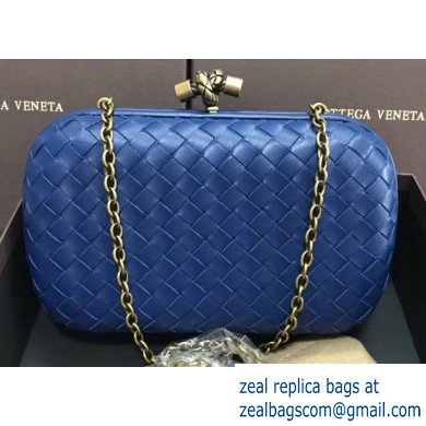 Bottega Veneta Intrecciato Bronze Chain Knot Clutch Bag Blue - Click Image to Close