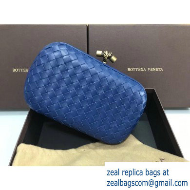 Bottega Veneta Intrecciato Bronze Chain Knot Clutch Bag Blue - Click Image to Close