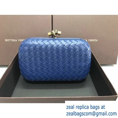 Bottega Veneta Intrecciato Bronze Chain Knot Clutch Bag Blue