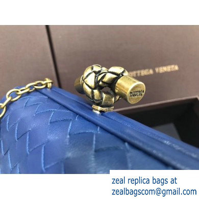 Bottega Veneta Intrecciato Bronze Chain Knot Clutch Bag Blue