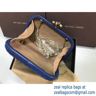 Bottega Veneta Intrecciato Bronze Chain Knot Clutch Bag Blue
