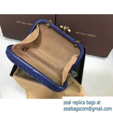 Bottega Veneta Intrecciato Bronze Chain Knot Clutch Bag Blue