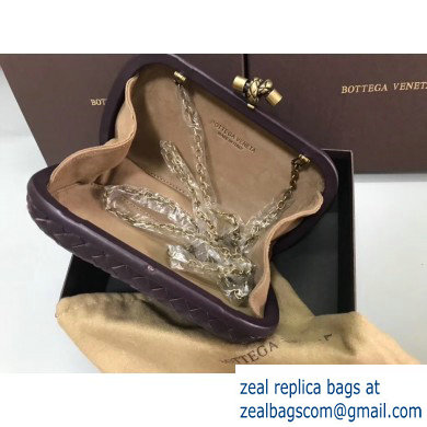 Bottega Veneta Intrecciato Bronze Chain Knot Clutch Bag Dark Purple - Click Image to Close