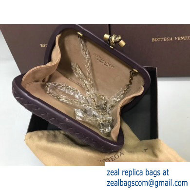 Bottega Veneta Intrecciato Bronze Chain Knot Clutch Bag Dark Purple